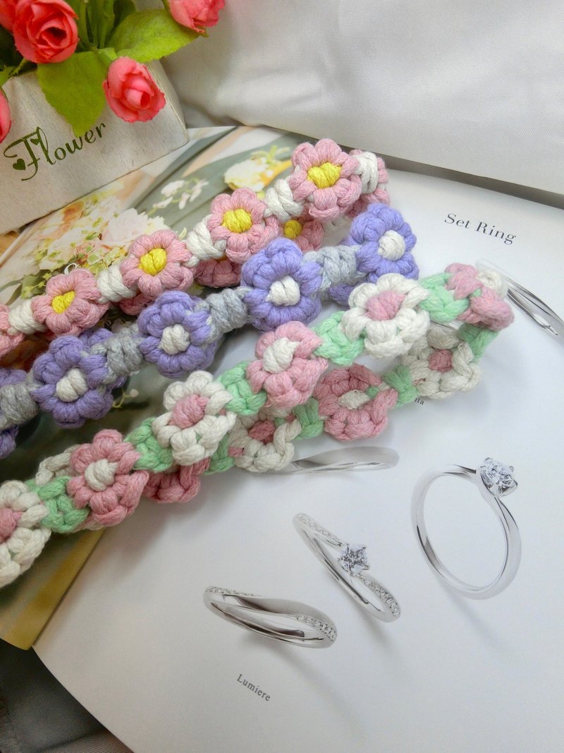 手工编织∣小花手机挂绳∣背带 - 挂绳/吊绳 - 棉．麻 多色