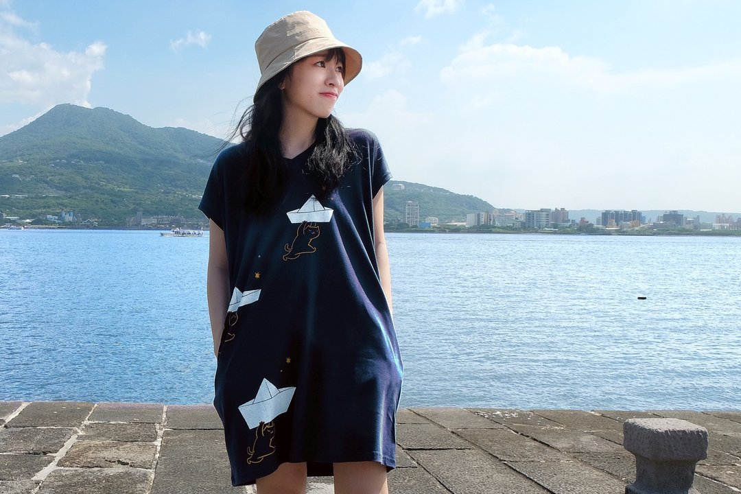 追逐星星的旅行－洋装－藏青 - 其他 - 棉 蓝色