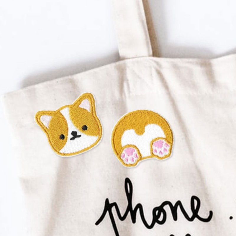 威尔斯柯基犬 刺绣 胸针 别针 徽章 - 徽章/别针 - 人造皮革 金色