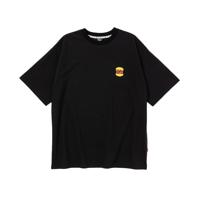 日本POLER PRM WASH STEAMED HAMS CHENILLE EMB TEE 汉堡T / 黑 - 男装上衣/T 恤 - 棉．麻 黑色