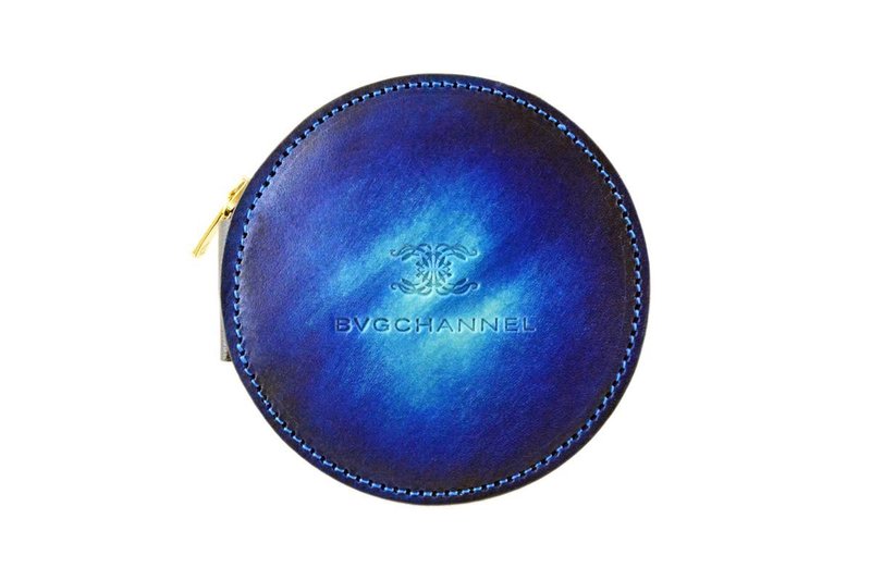 Achromo Blue Circle Coin Case - 零钱包 - 真皮 蓝色