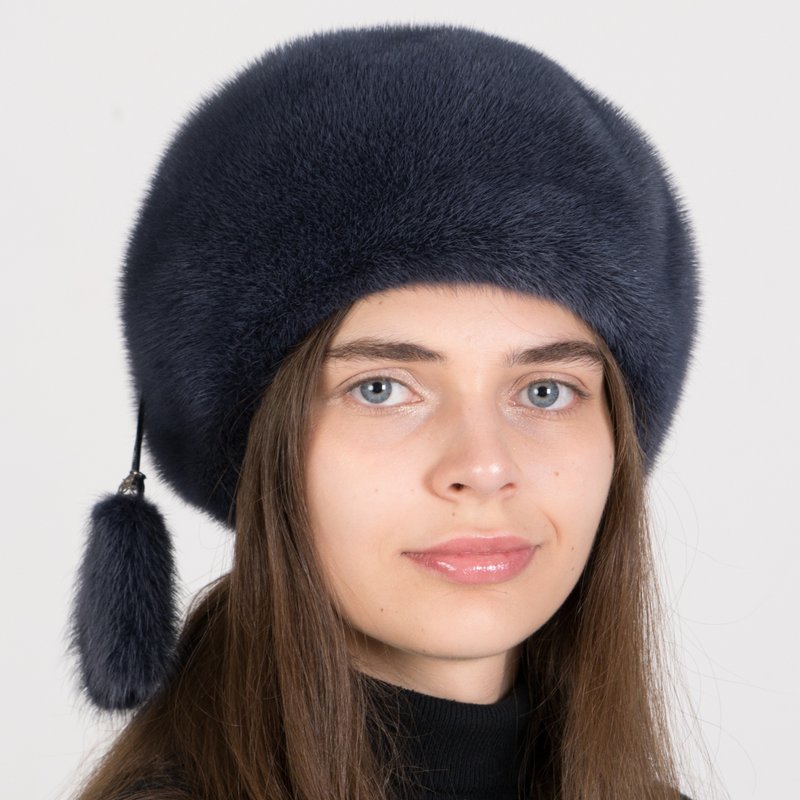 女士毛皮贝雷帽 经典冬季俄罗斯毛皮贝雷帽 奢华貂皮贝雷帽 - 帽子 - 其他材质 多色