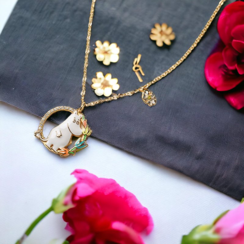 【金色】姆明外型吊咀颈链 - 项链 - 纯银 