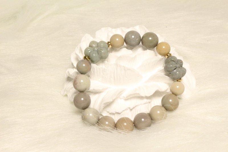 定制化 |绿色小花|  阿拉善14k包金 - 手链/手环 - 水晶 绿色