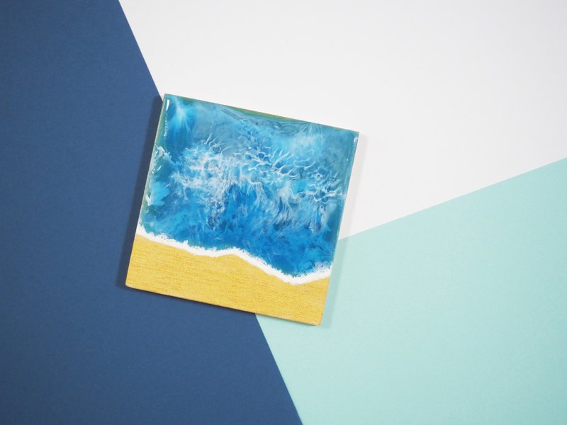 【海洋系列2.0】浪花流体画木杯垫 - 杯垫 - 木头 咖啡色