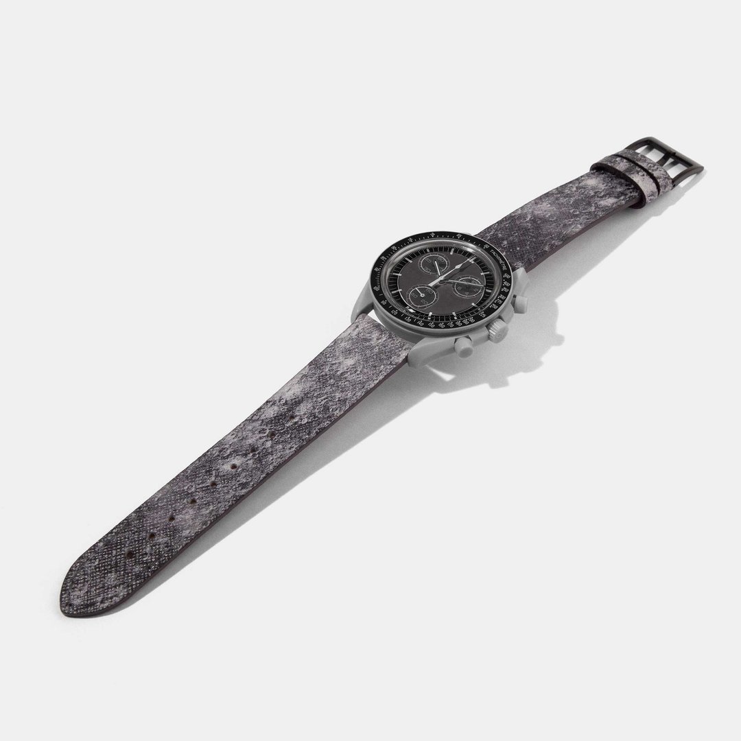 OMEGA x Swatch Mission to Moonwatch 小牛皮錶帶 - 表带 - 真皮 灰色