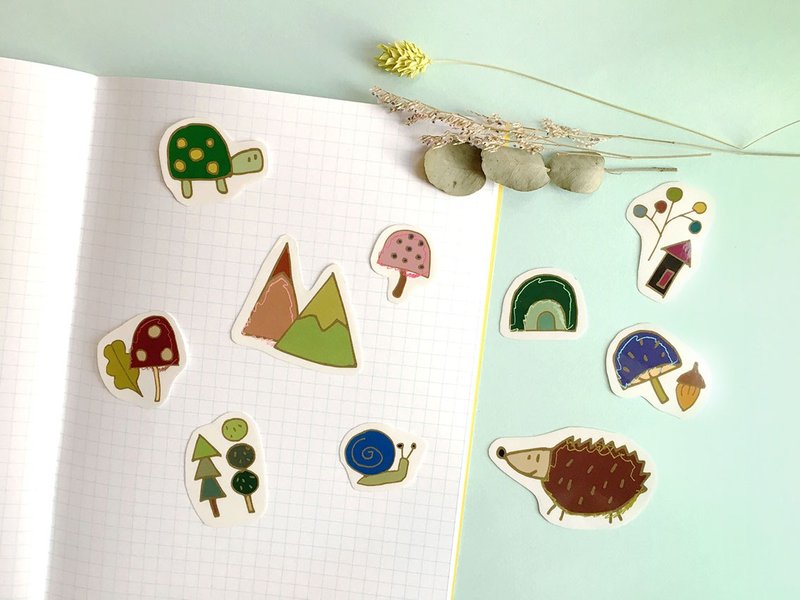 Happy together-手绘风透明防水森林动物贴纸组 - 贴纸 - 塑料 透明