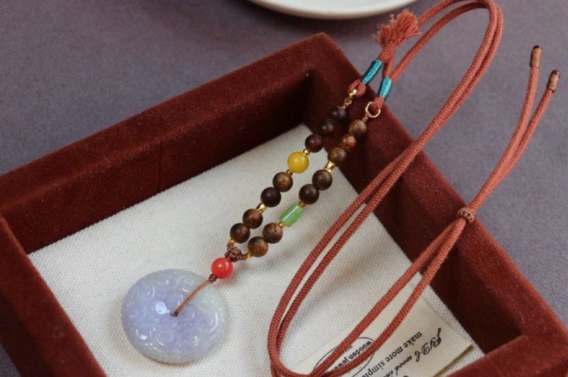 天然A货紫罗兰翡翠平安扣吊坠项链 底子细腻 水头足 平安喜乐项链 - 项链 - 玉石 