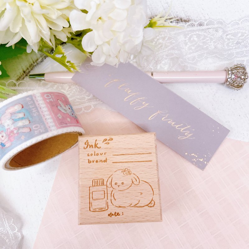 兔子 试墨章 色卡 墨水 钢笔 文具 印章 香港设计 手帐 原创 - 印章/印台 - 木头 卡其色