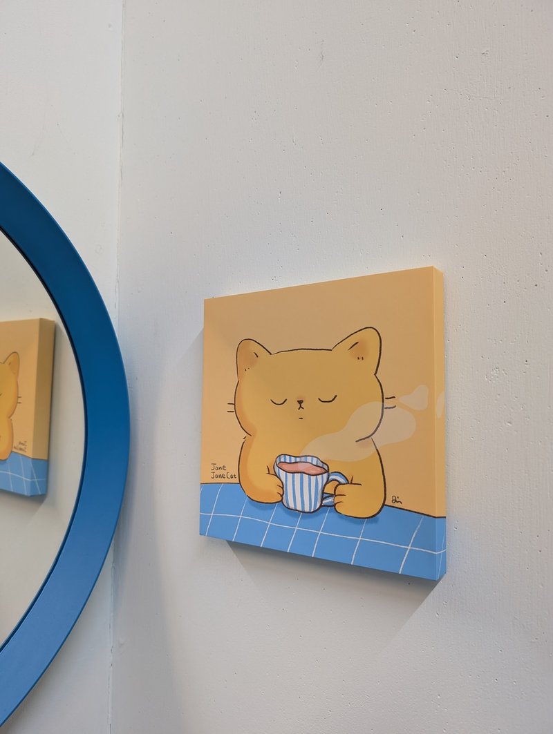 无框画-黄黄的下午茶时间 居家布置 挂画 涓涓猫 Jane Jane Cat - 海报/装饰画/版画 - 纸 黄色