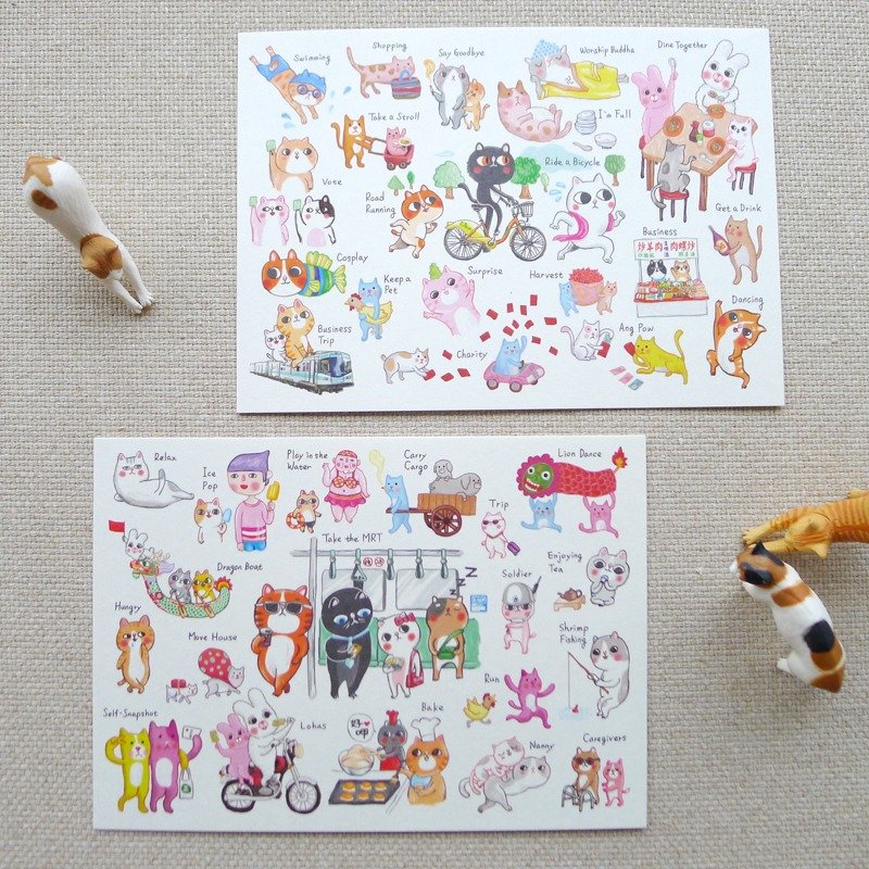 台客猫的百种日常 任选2入 英文版明信片 - 卡片/明信片 - 纸 多色