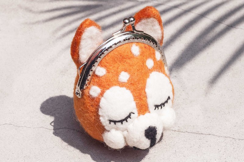  限量一件 生日礼物 母亲节礼物 七夕礼物 羊毛毡立体 / 羊毛毡口金包 / 羊毛毡零钱包 / 羊毛毡口金包 / 动物口金包 - 橘色 小鹿斑比 动物造型零钱包 - 零钱包 - 羊毛 橘色