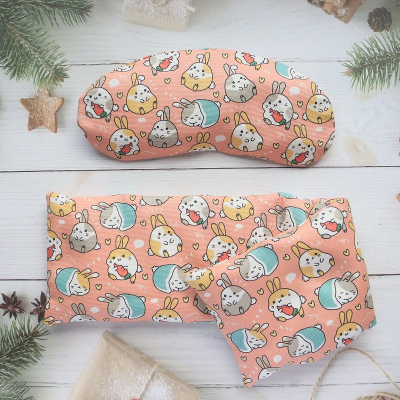 日本进口布【兔子 うさぎ】热敷眼罩 万用 肩用热敷垫  多种香气 - 其他 - 棉．麻 粉红色