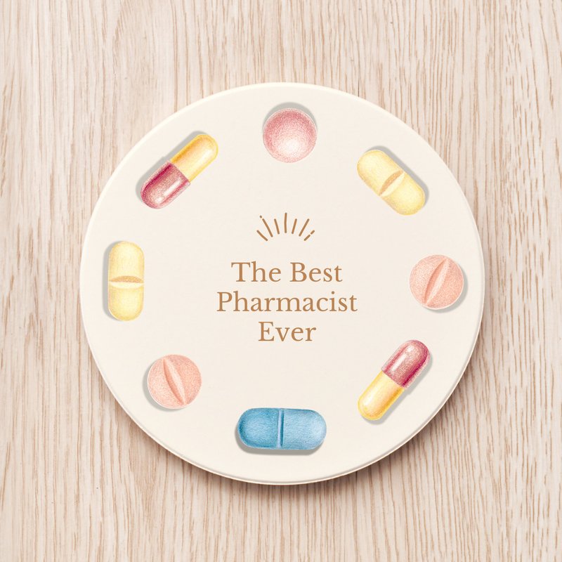 Best Pharmacist 最佳药师药丸陶瓷杯垫  定制 药师 胶囊 礼物 - 杯垫 - 瓷 