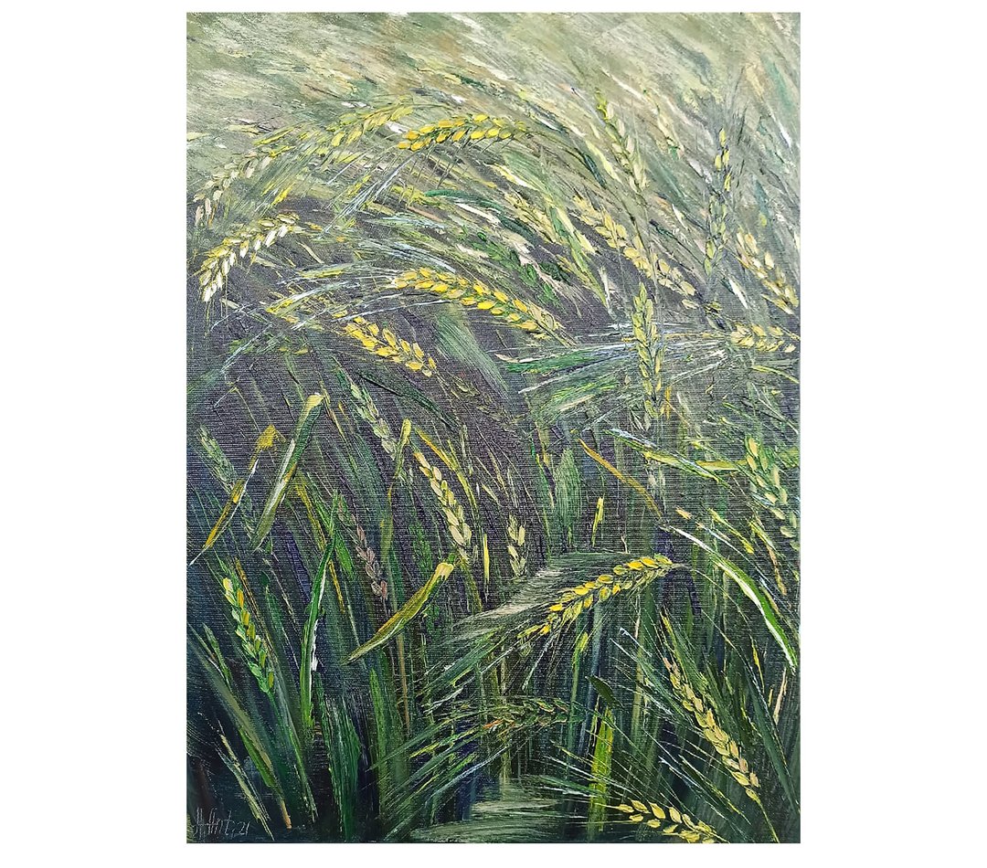 小麦油画原始艺术领域植物墙艺术 - 海报/装饰画/版画 - 棉 绿色