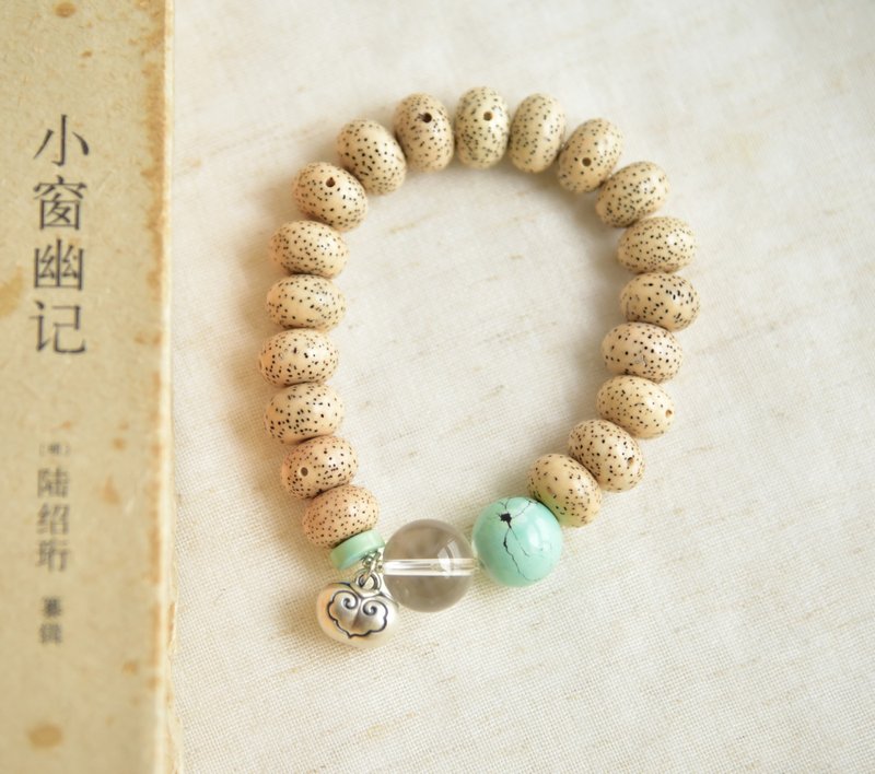 【星月菩提】天然大尺寸海南星月绿松石菩提手串 - 手链/手环 - 宝石 白色