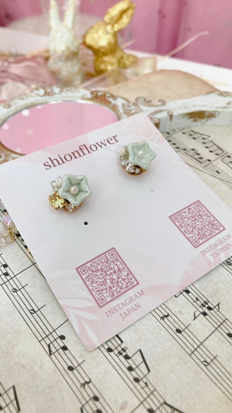 施华洛世奇水晶线耳环 - 耳环/耳夹 - 其他金属 绿色