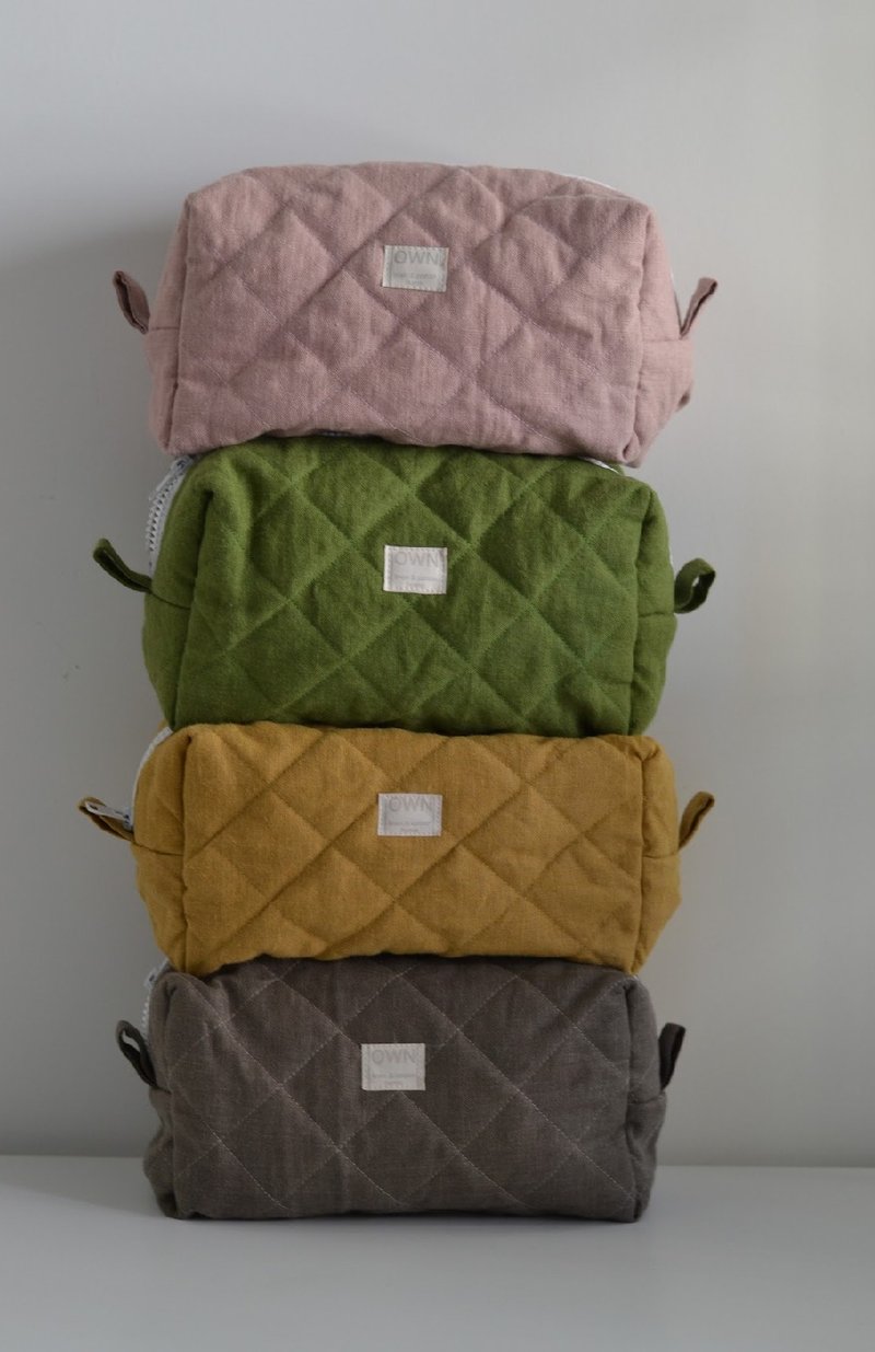 化妆包、化妆包、旅行袋、盥洗包、皮革 - 化妆包/杂物包 - 亚麻 