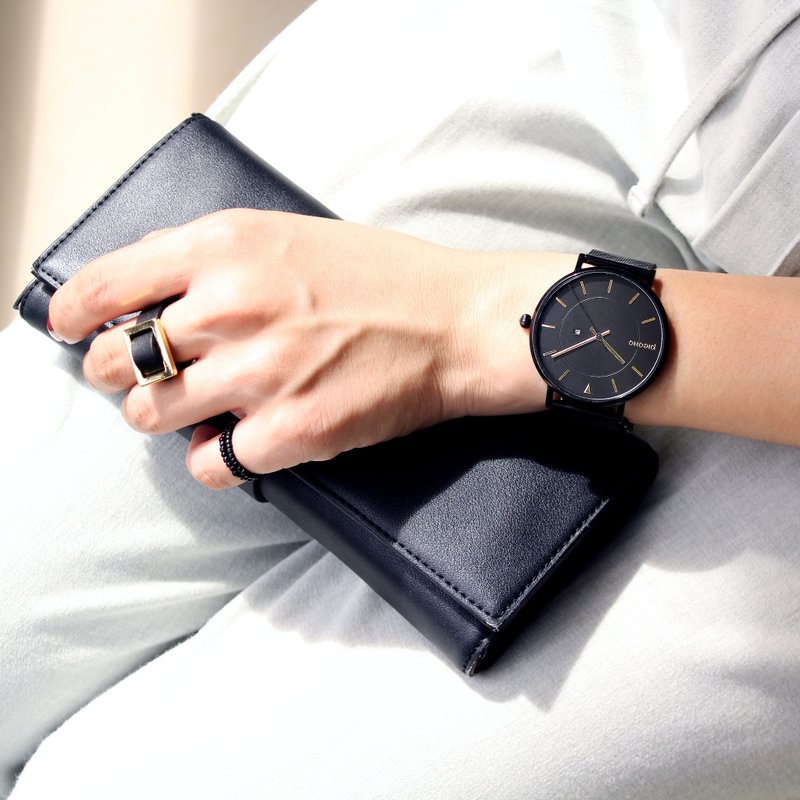 【PICONO】RGB系列轻薄黑色快拆式不锈钢网带手表  / RGB-6502 - 男表/中性表 - 不锈钢 金色