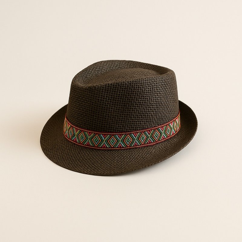 亚麻绅士帽 | 排湾族菱形织带 × 天然亚麻 - 帽子 - 棉．麻 