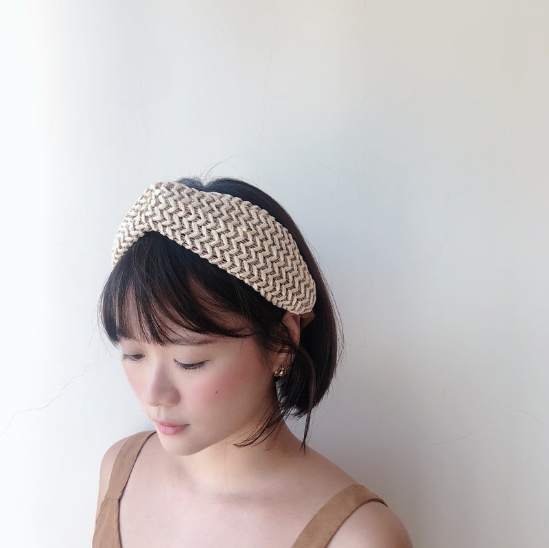 走去海边的路上 好烦小姐 百搭款 竹藤发带 - 发饰 - 棉．麻 咖啡色