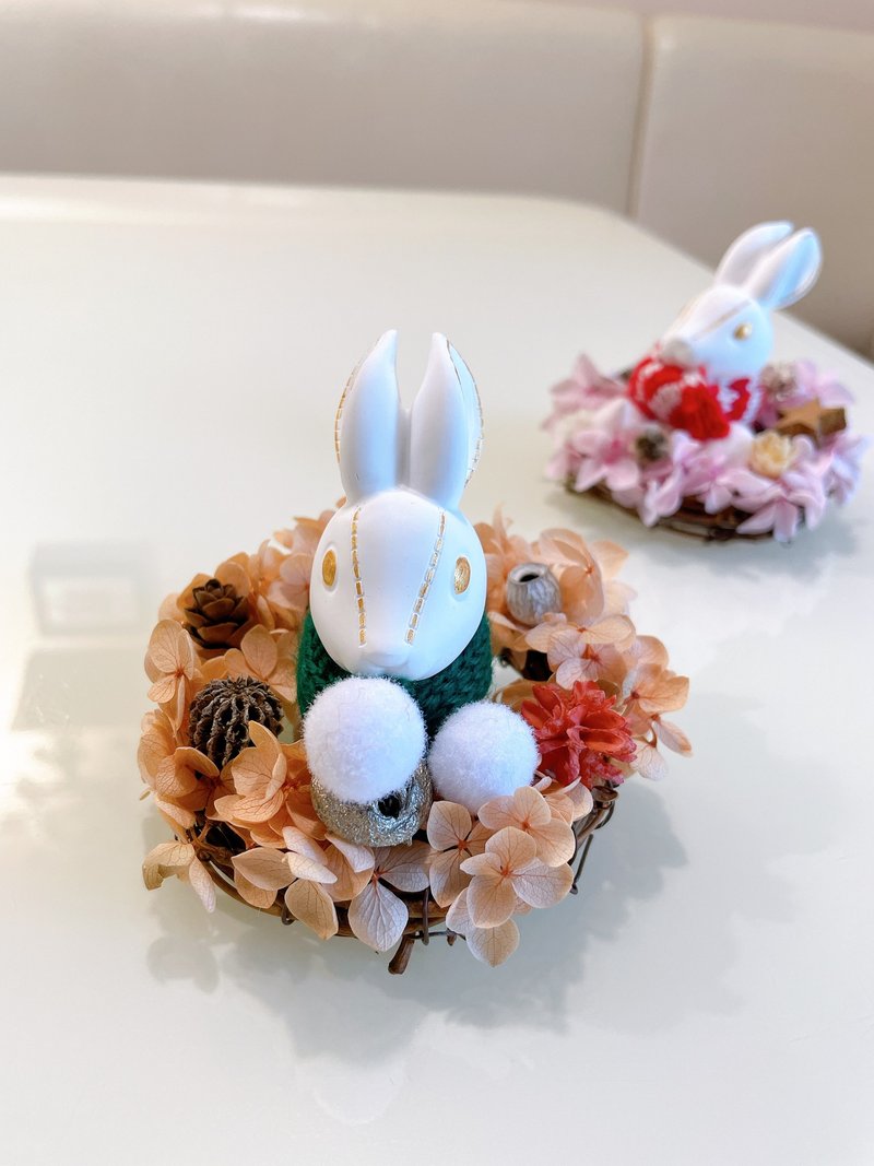 1人成团 手作干燥花体验课程 兔子花圈扩香石 圣诞 交换礼物 香氛 - 植栽 - 植物．花 