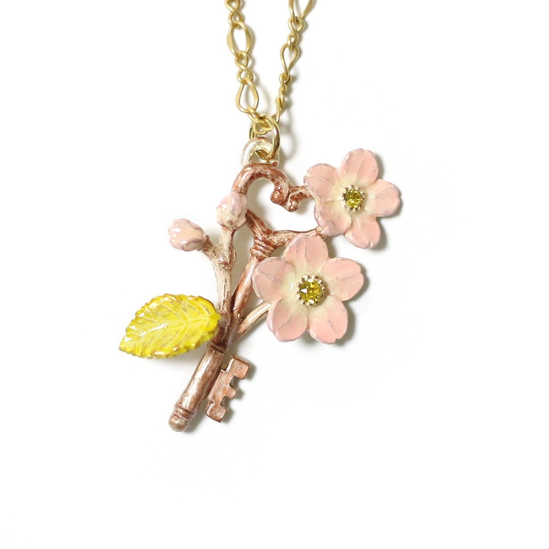 Spring Key / Necklace Sakura Key NE433 - 项链 - 其他金属 粉红色