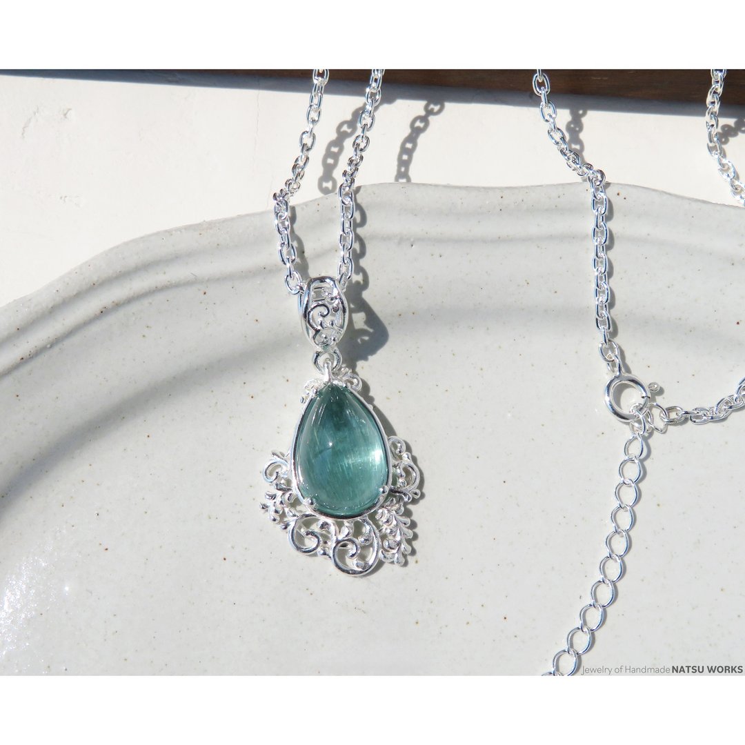 莫斯海蓝宝石 项链 / Moss Aquamarine Necklace - 项链 - 宝石 蓝色