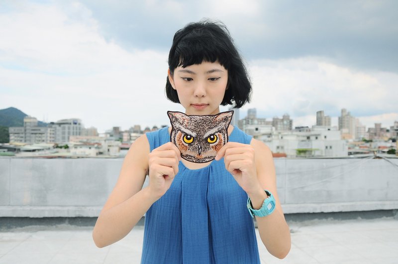 动物刺绣卡套零钱包/挂饰-猫头鹰 - 零钱包 - 绣线 多色