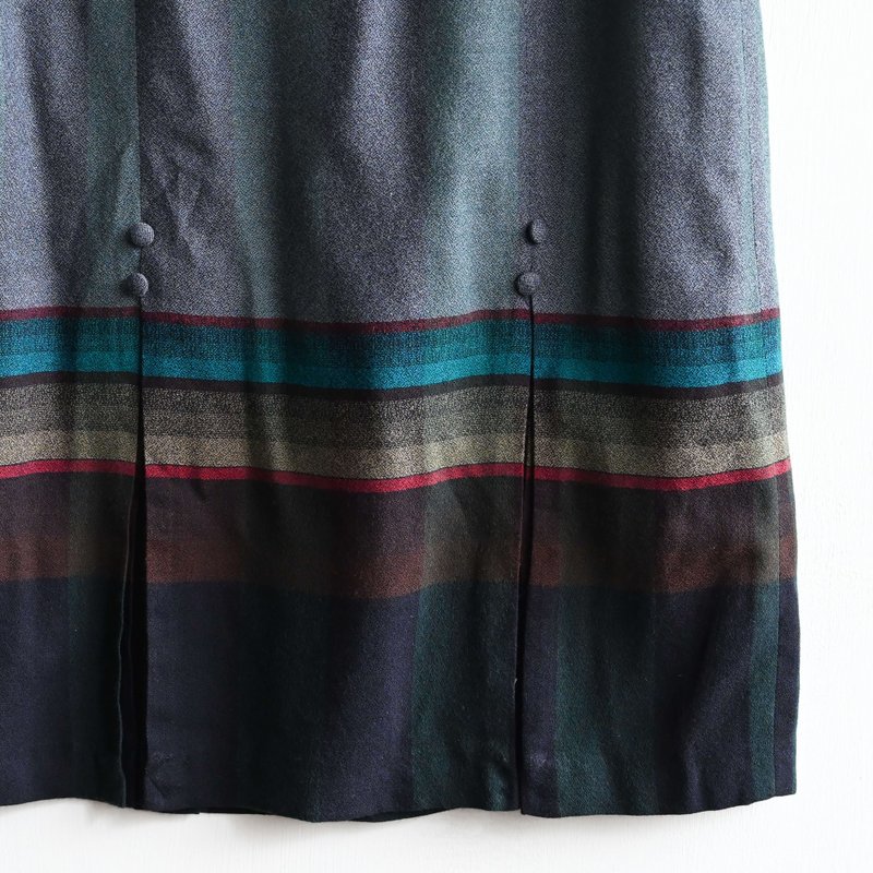 【蛋植物古着】淡彩极光绒面合褶古着长裙 - 裙子 - 其他人造纤维 