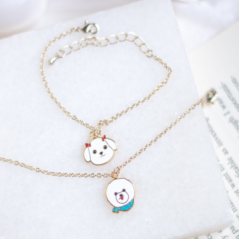 比熊 马尔济斯 Bichon 手链 项链 狗狗 宠物饰品 生日礼物 - 手链/手环 - 珐琅 白色