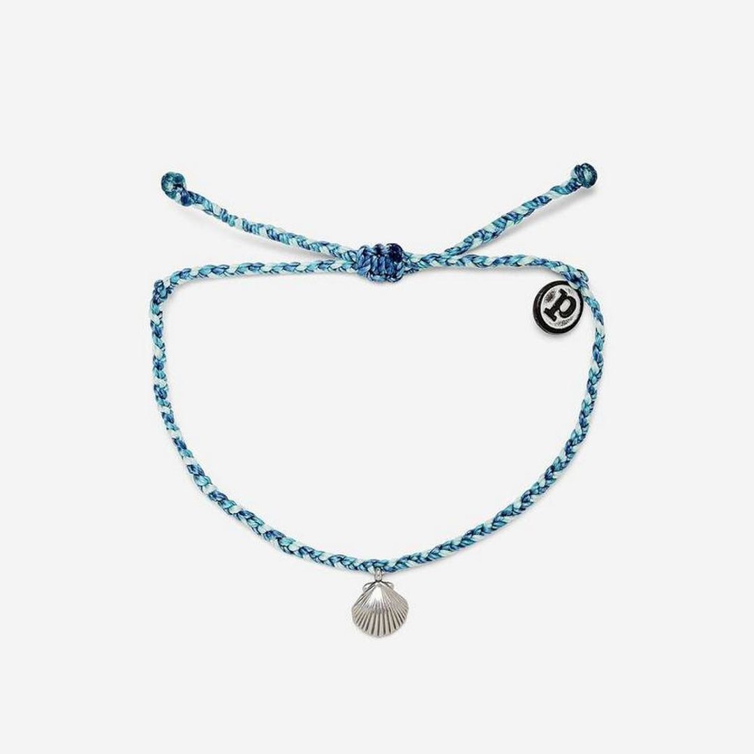 Pura Vida 美国手工 银色扇贝 蓝色蜡线冲浪手链手环 - 手链/手环 - 防水材质 蓝色