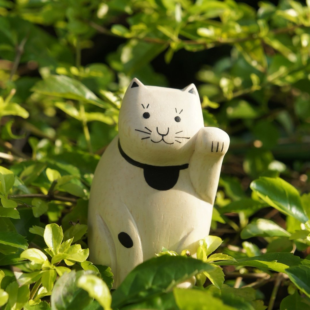 小东西 } 无垢木制小动物:招财猫_疗愈木制品 - 摆饰 - 木头 卡其色