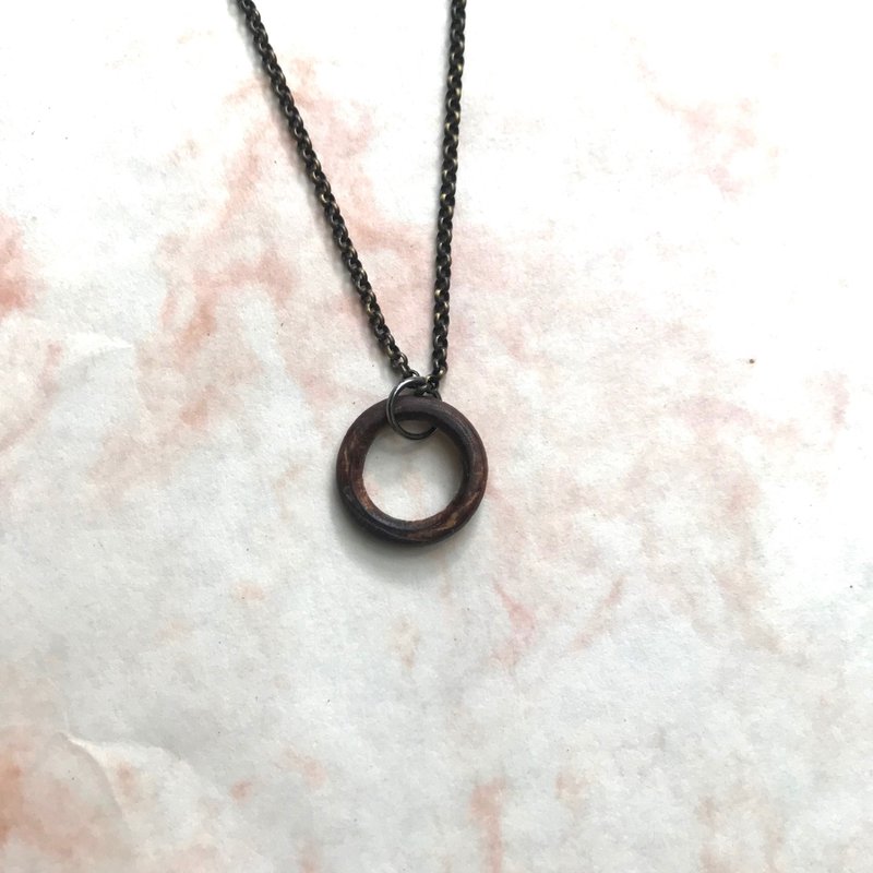 极简 几何 /项链 古铜 礼物 原木 镂空 手染 胡桃木色 男仕可 - 项链 - 不锈钢 咖啡色
