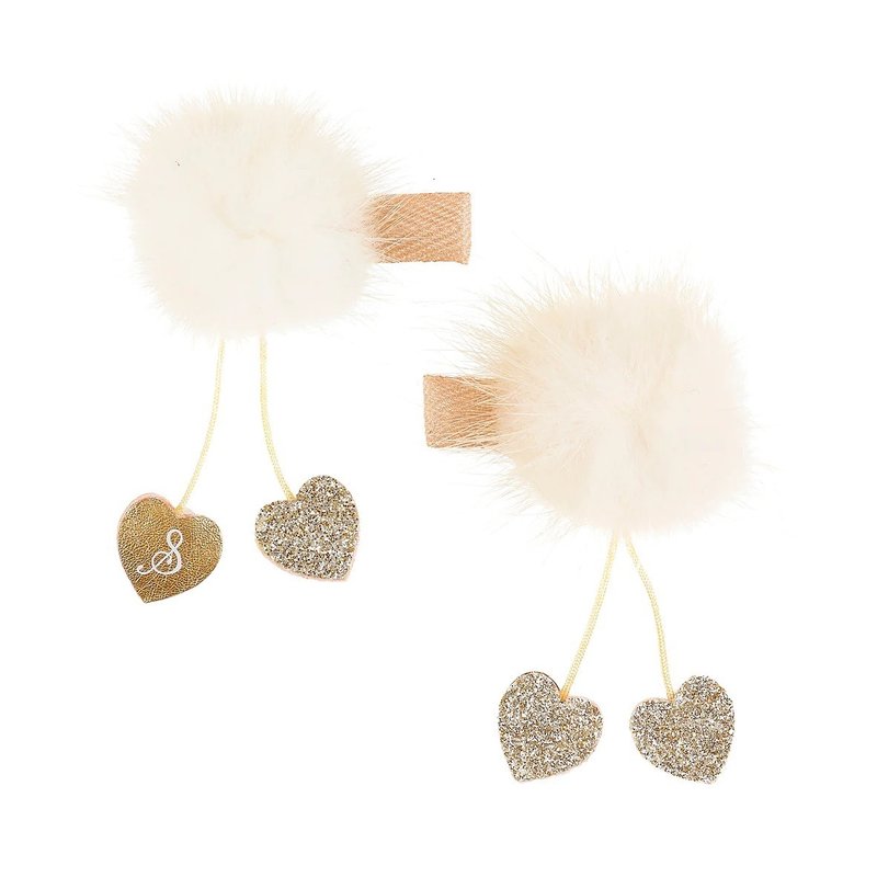 荷兰 Souza 奶茶色毛毛爱心发夹组 - 发饰 - 尼龙 白色