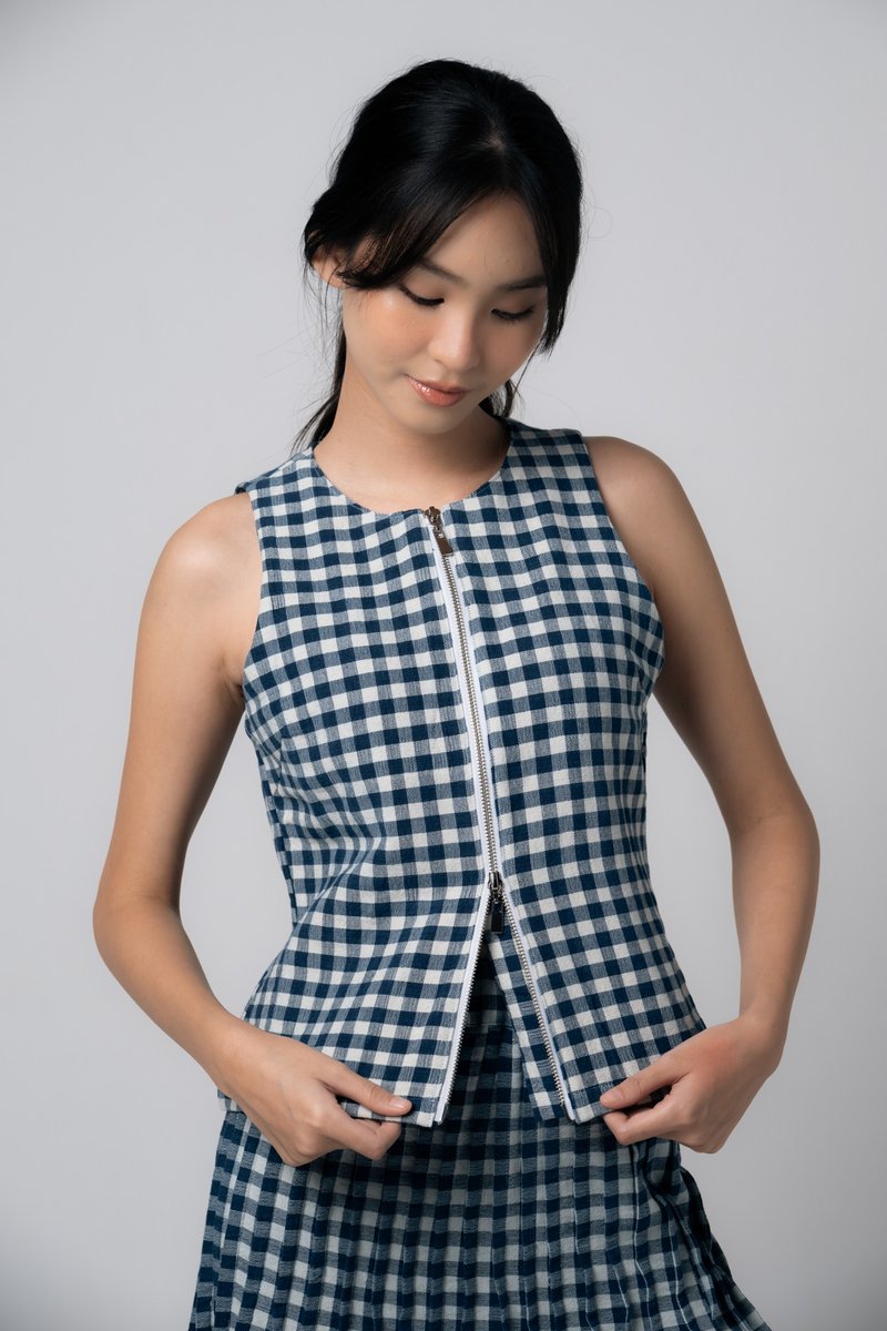 Palit Neptune 上衣 (格纹) - 女装背心 - 棉．麻 