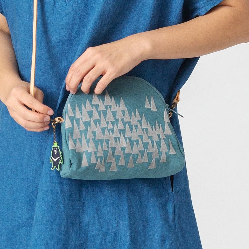 蘑菇MOGU/随身收纳包/山绿/黑熊 - 侧背包/斜挎包 - 棉．麻 绿色