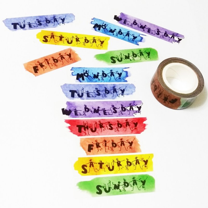 麒麟纸胶带 水彩星期 - 纸胶带 - 纸 