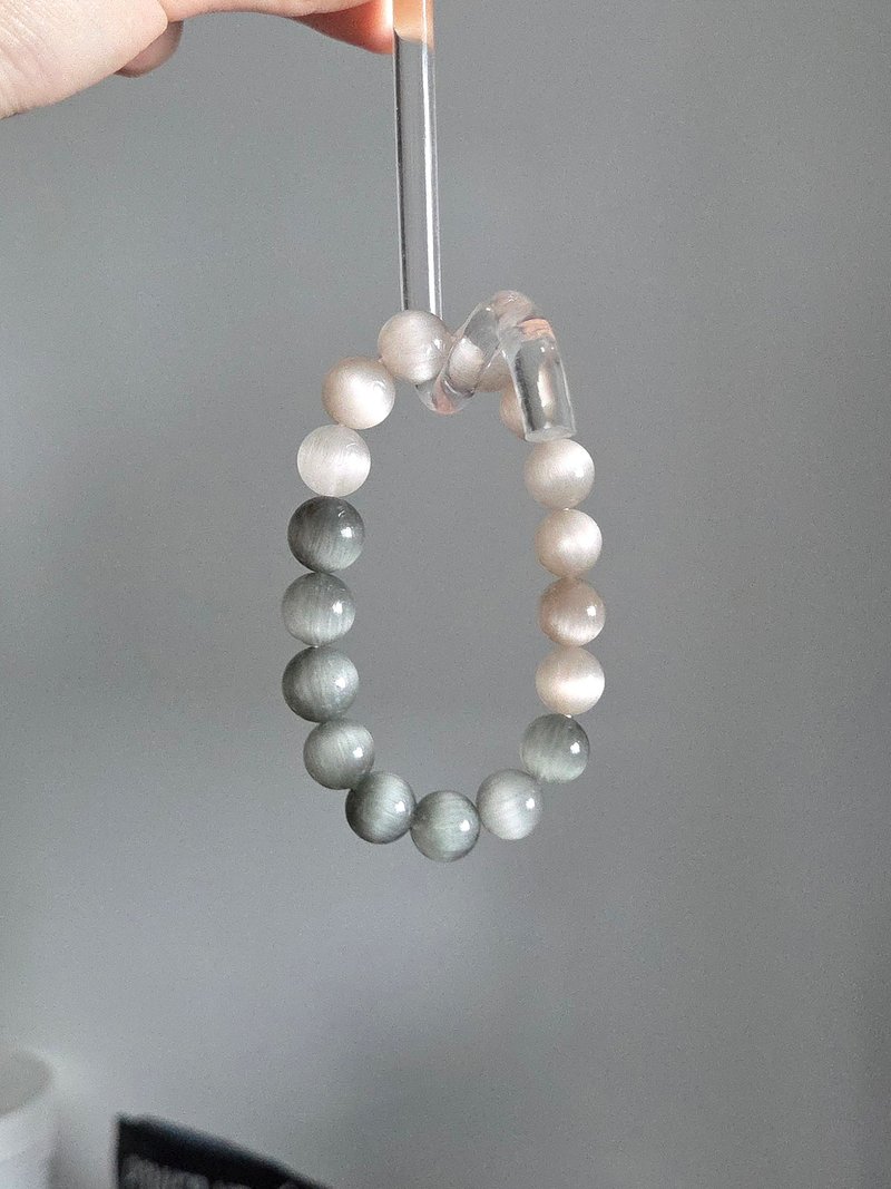 高品 猫眼顺发稀有灰蓝兔毛白兔毛彩兔毛 兔毛水晶10mm水晶手链 - 手链/手环 - 水晶 蓝色