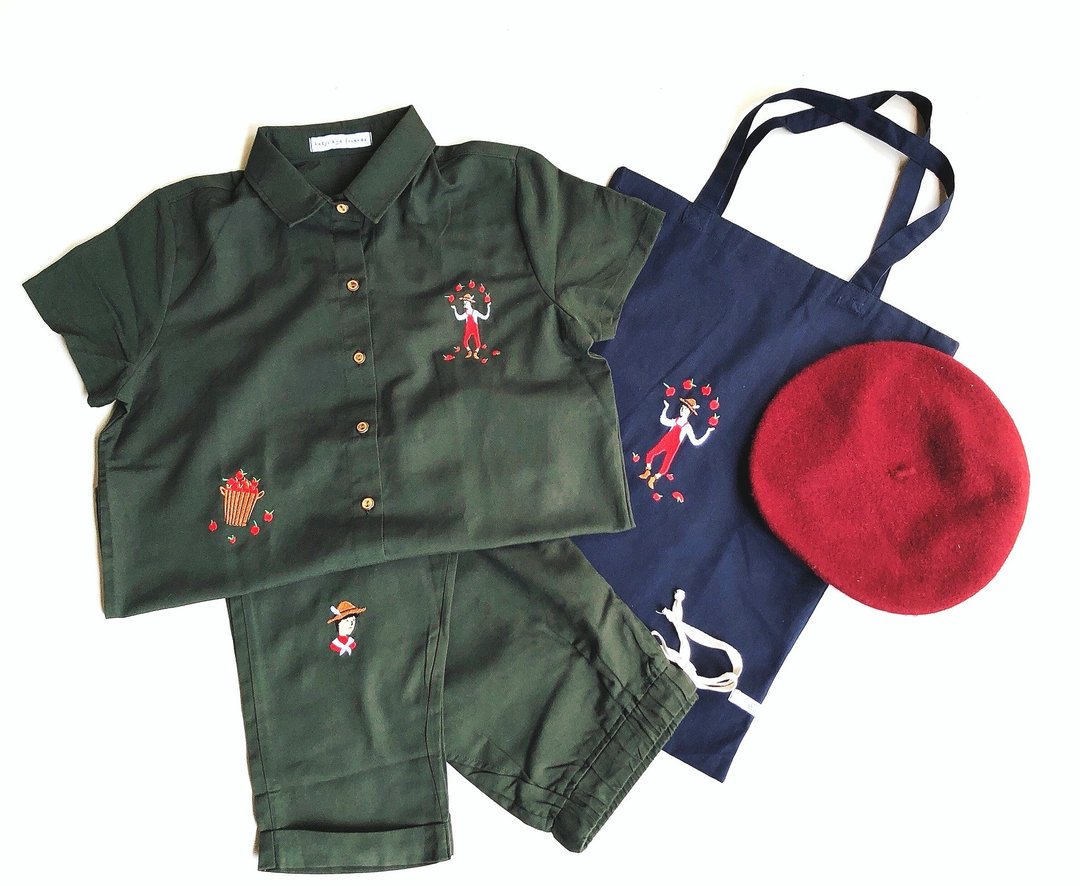 Goody Bag : Apple collection ( Green or Blue ) - 女装衬衫 - 棉 绿色