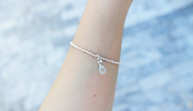 《银矿系列》海蓝宝水滴 亮点矿石碎银手链 - 手链/手环 - 宝石 