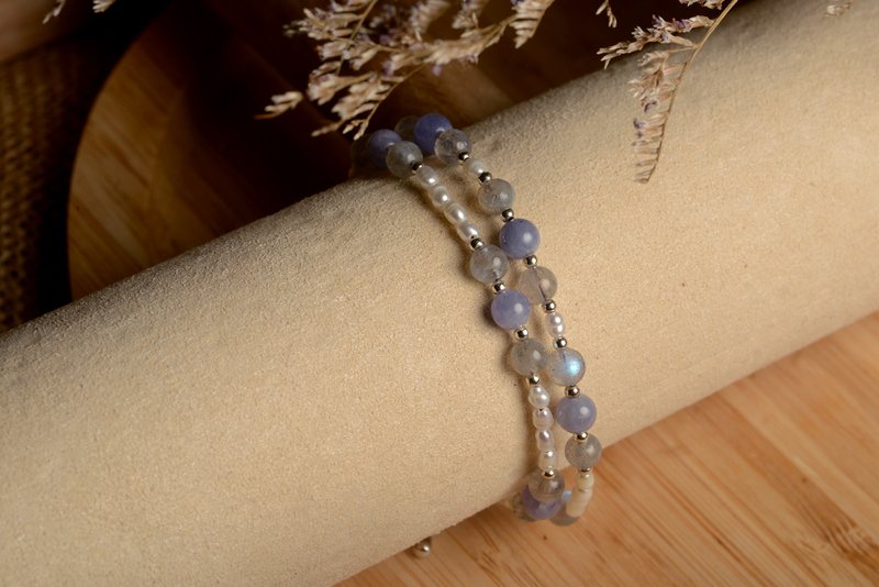 【神山晶礦】丹泉珍珠拉長手鍊/丹泉/拉長/珍珠 - 手链/手环 - 水晶 蓝色