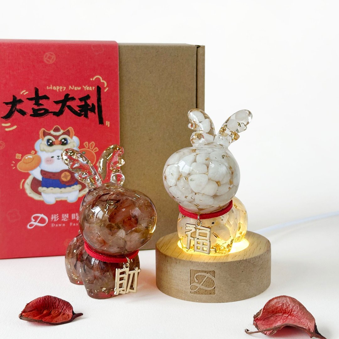 【快速出货】新春水晶麋鹿礼盒 红胶花 月光石 |  贺礼 - 摆饰 - 宝石 红色