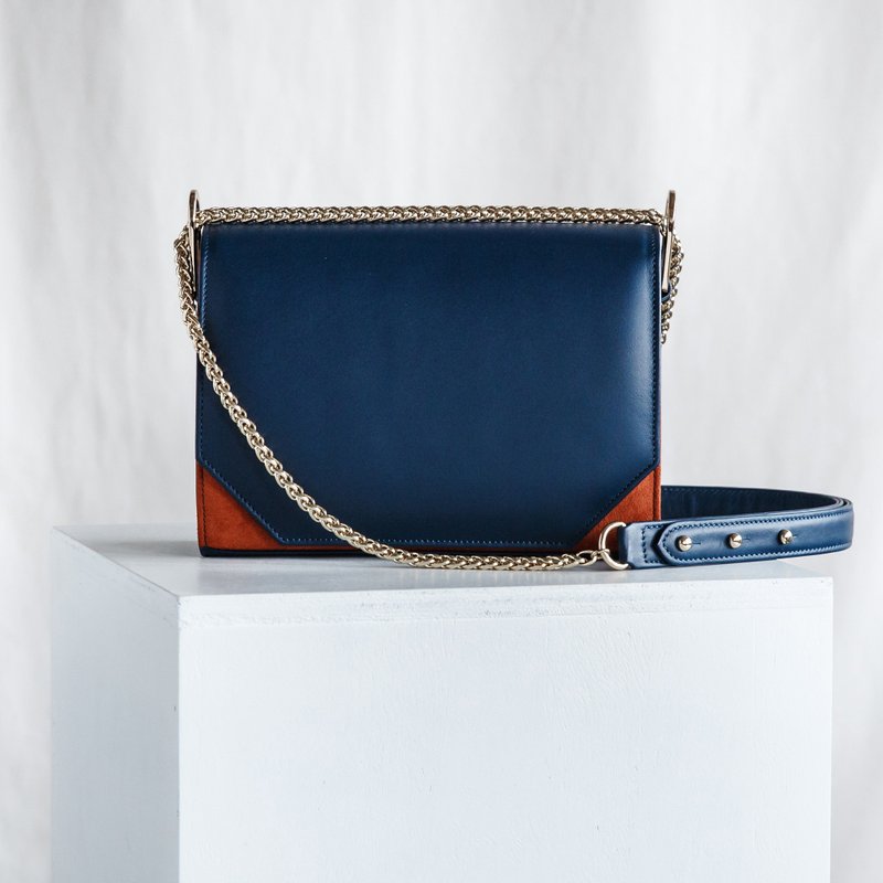 PANDORA LARGE - WOMAN LEATHER SHOULDER BAG- NAVY/BLUE - 侧背包/斜挎包 - 真皮 蓝色
