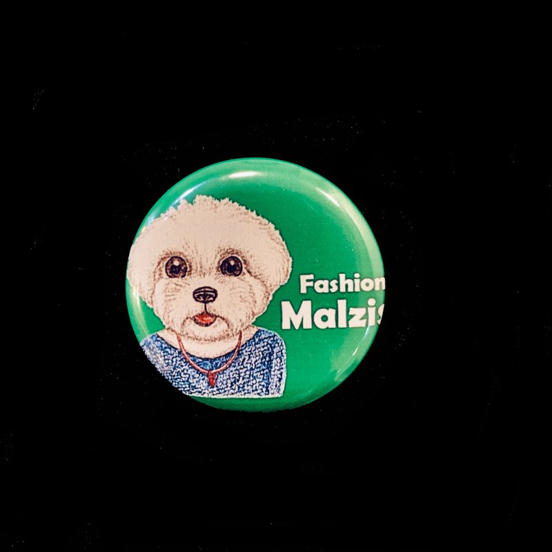 手绘插画小胸章小徽章别针 | 时尚猫狗~玛尔济斯 - 徽章/别针 - 其他金属 