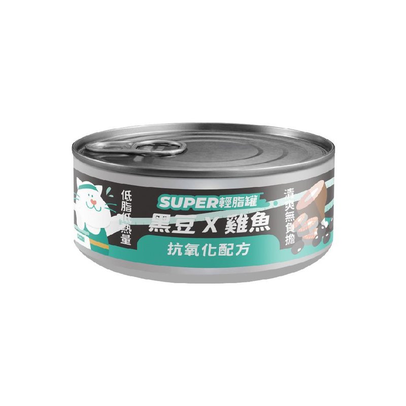 陪心宠粮猫Super小黑轻脂罐 - 鸡鱼X黑豆 80g - 猫罐头/鲜食 - 新鲜食材 
