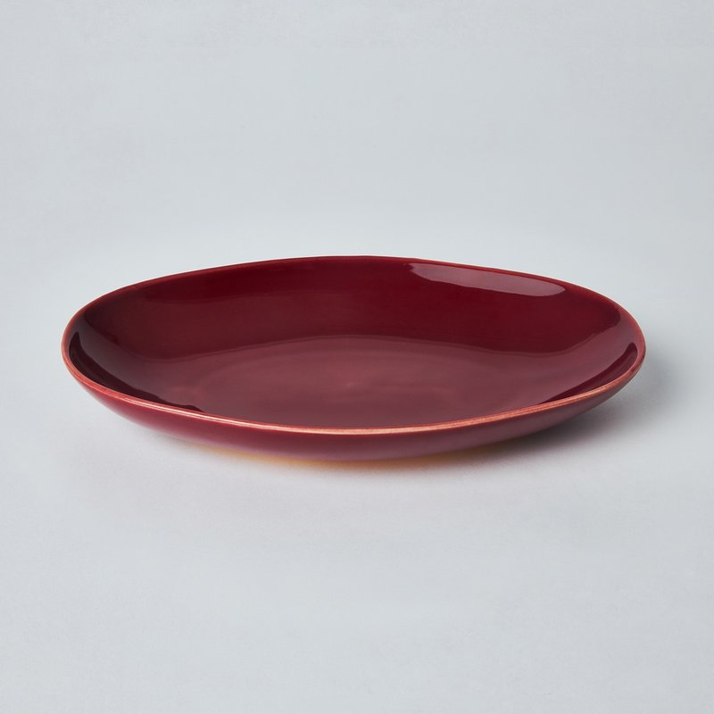 KOGA 许家陶器品 陶质六角腰子盘 (协兴红) - 盘子/餐盘/盘架 - 陶 红色