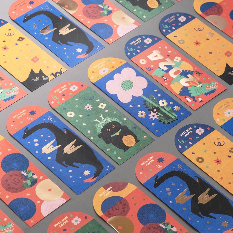 2024 拢总集合红包组 六入/三入 送收纳袋和小斗方 - 红包/春联 - 纸 