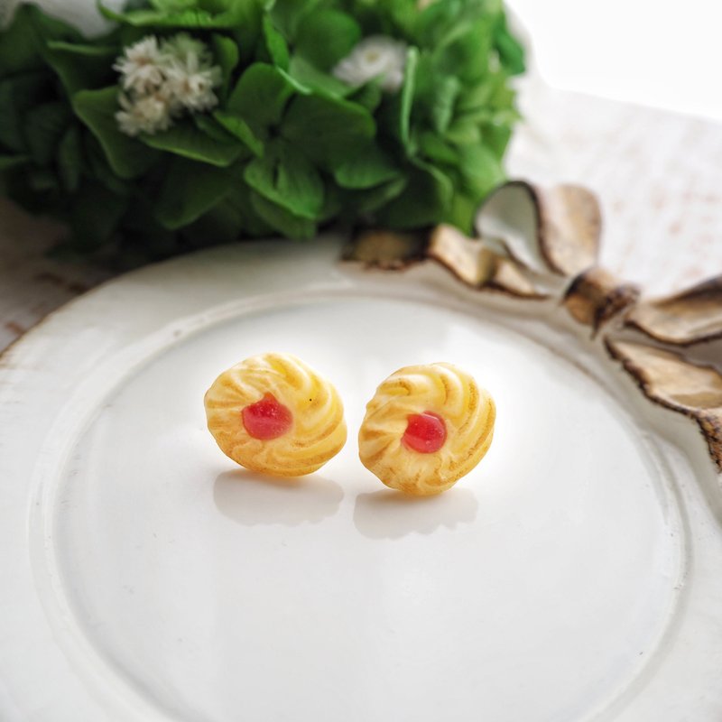earring / miniature bread / Jam cookie - 耳环/耳夹 - 粘土 咖啡色