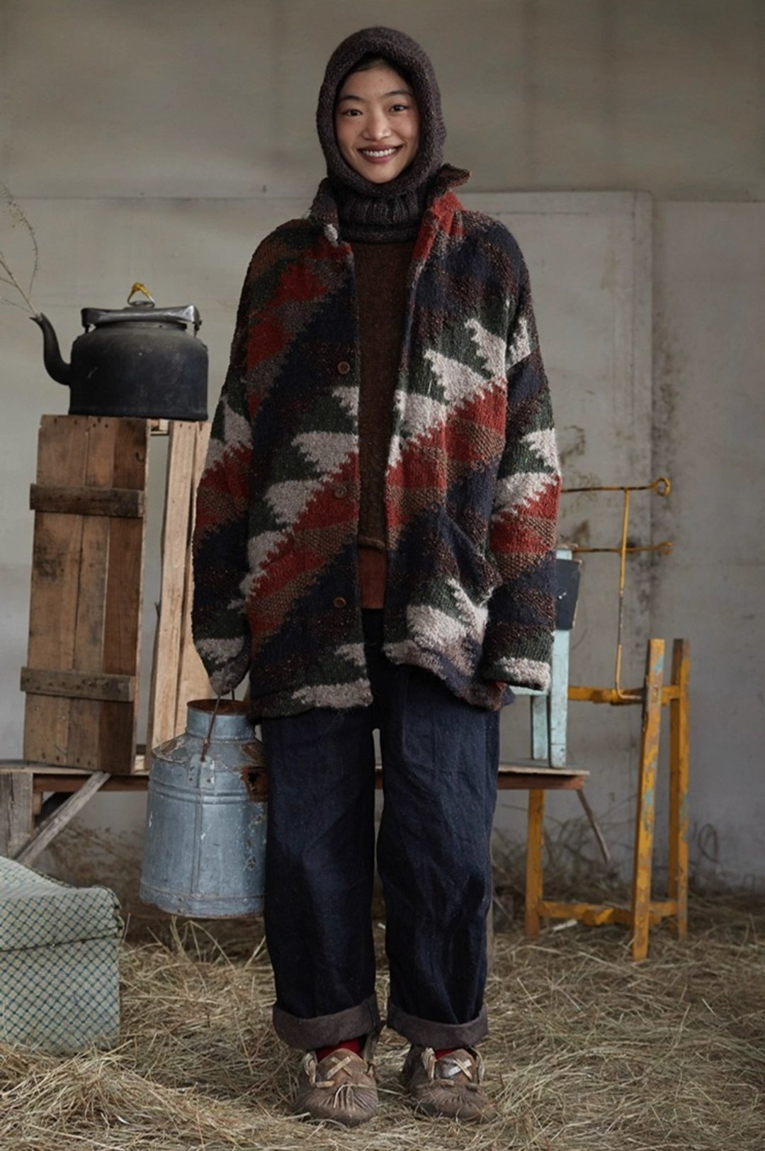 复古文青 羊毛混纺针织上衣 休闲毛衣外套 - 女装针织衫/毛衣 - 其他材质 多色
